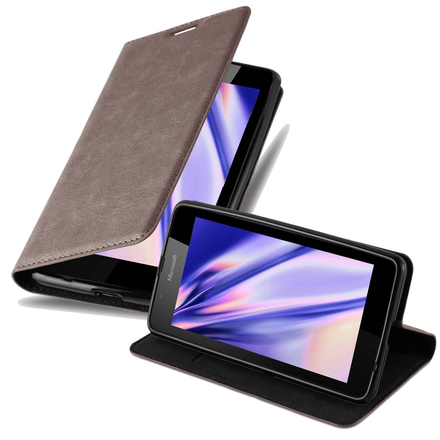 Cadorabo Hülle für Nokia Lumia 540 Schutz Hülle in Braun Handyhülle Etui Case Cover Magnetverschluss