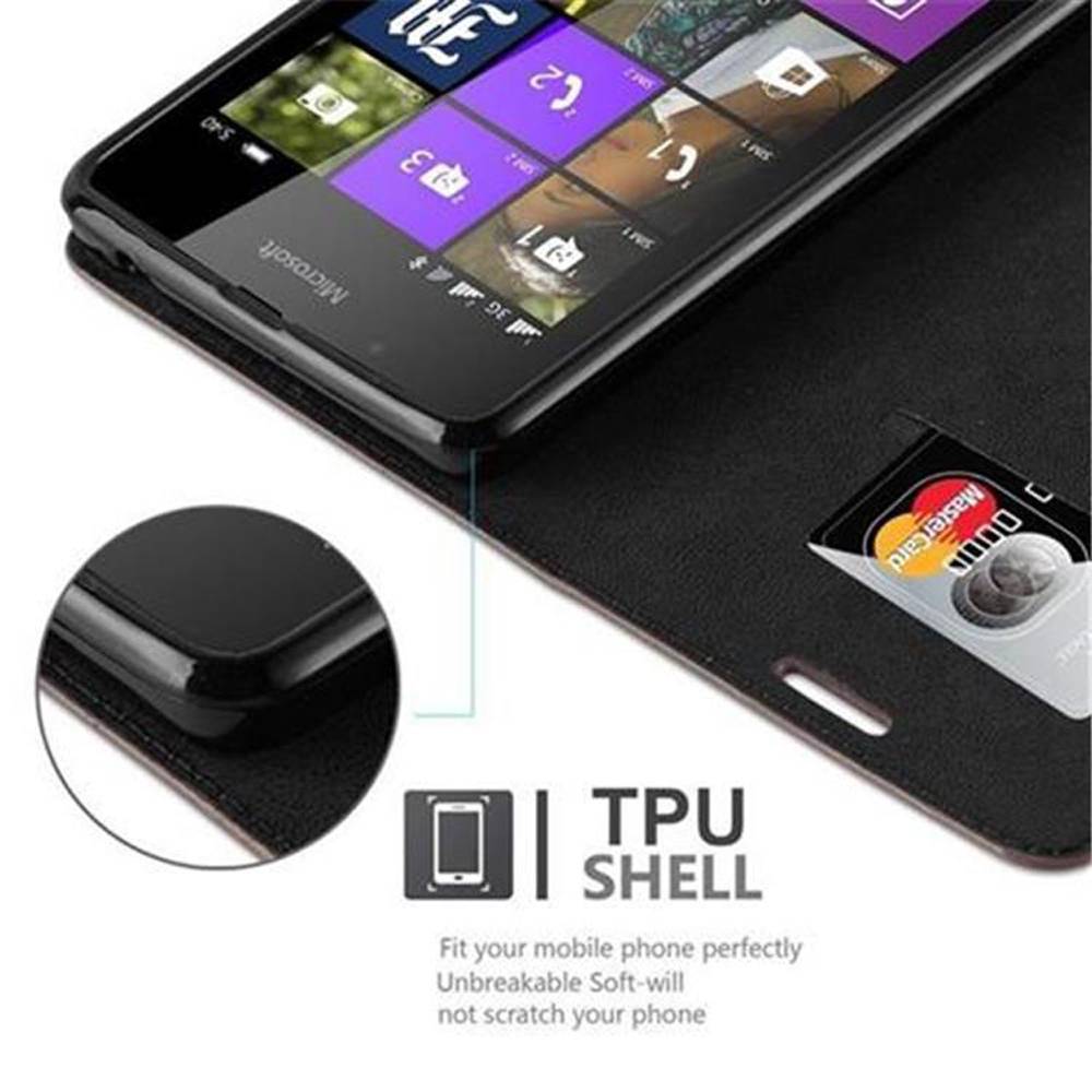 Cadorabo Hülle für Nokia Lumia 540 Schutz Hülle in Braun Handyhülle Etui Case Cover Magnetverschluss