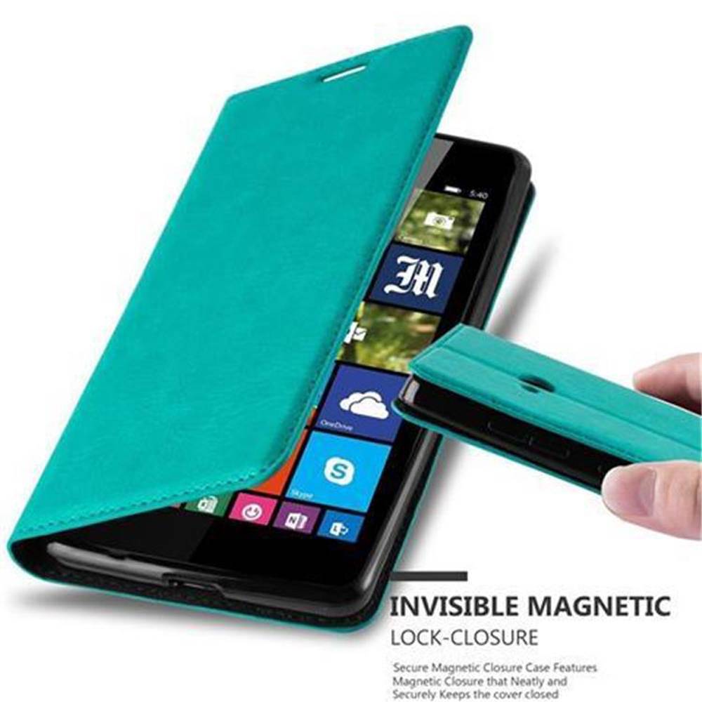 Cadorabo Hülle für Nokia Lumia 540 Schutz Hülle in Türkis Handyhülle Etui Case Cover Magnetverschluss