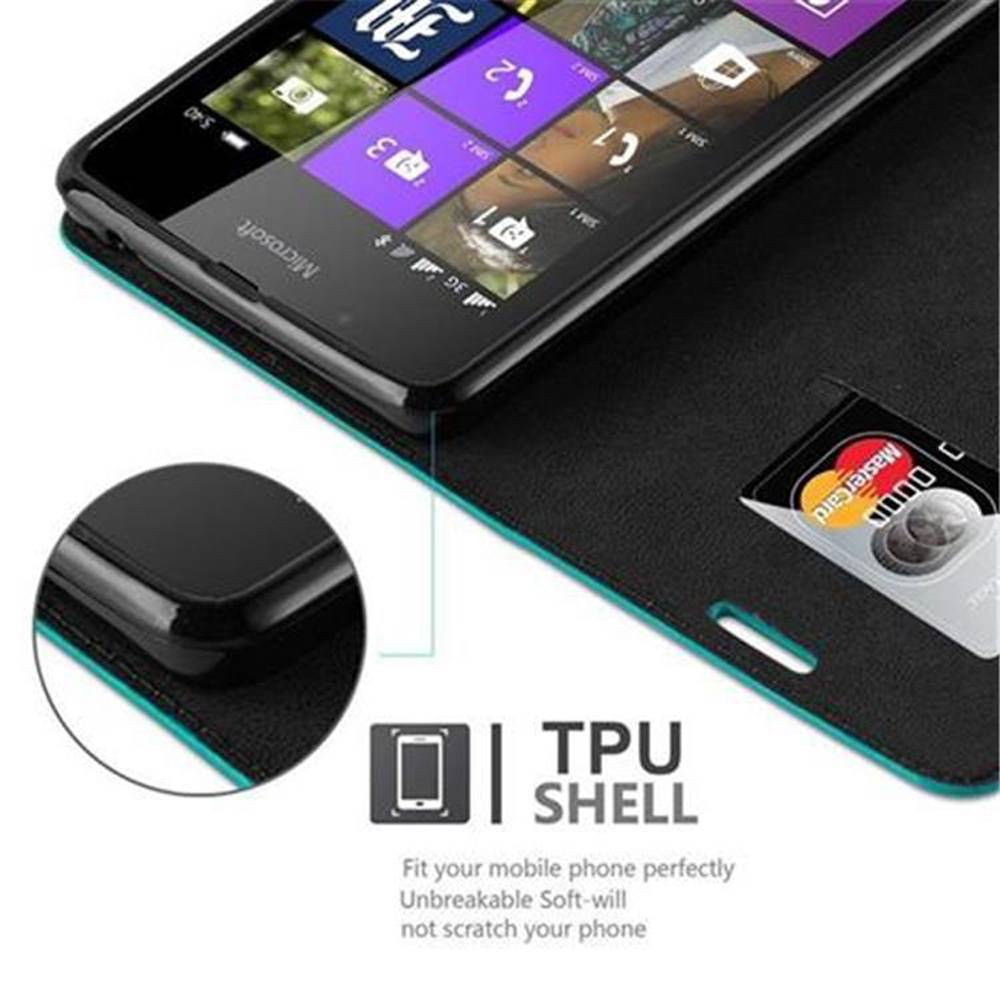 Cadorabo Hülle für Nokia Lumia 540 Schutz Hülle in Türkis Handyhülle Etui Case Cover Magnetverschluss