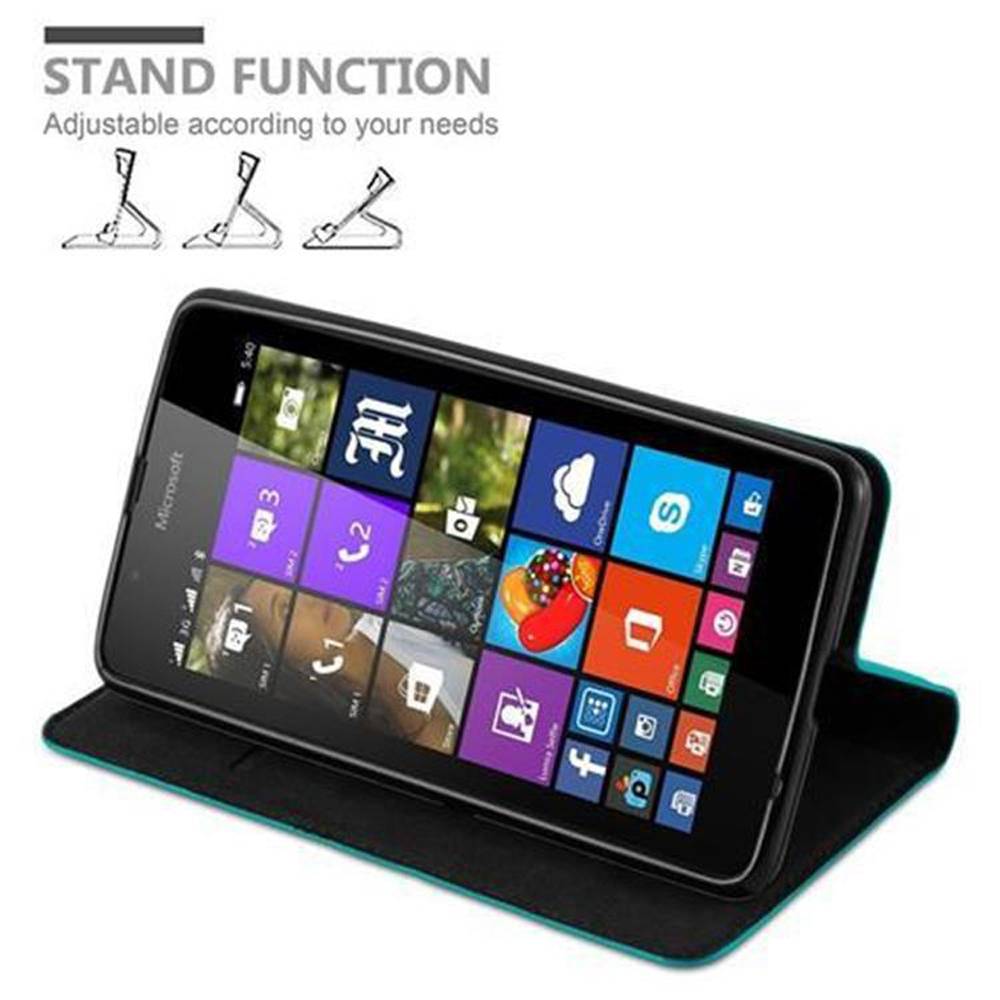 Cadorabo Hülle für Nokia Lumia 540 Schutz Hülle in Türkis Handyhülle Etui Case Cover Magnetverschluss