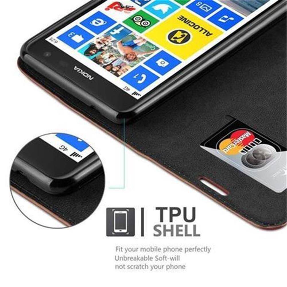 Cadorabo Hülle für Nokia Lumia 625 Schutz Hülle in Braun Handyhülle Etui Case Cover Magnetverschluss