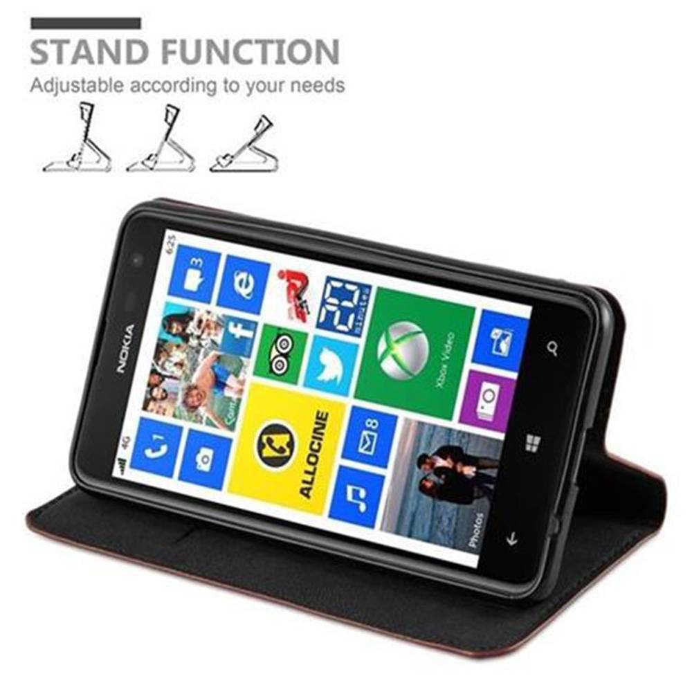 Cadorabo Hülle für Nokia Lumia 625 Schutz Hülle in Braun Handyhülle Etui Case Cover Magnetverschluss
