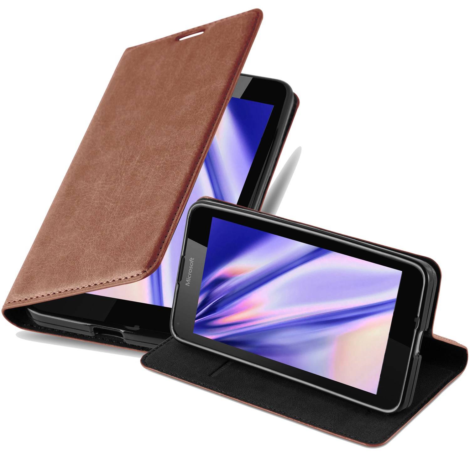 Cadorabo Hülle für Nokia Lumia 640 Schutz Hülle in Braun Handyhülle Etui Case Cover Magnetverschluss