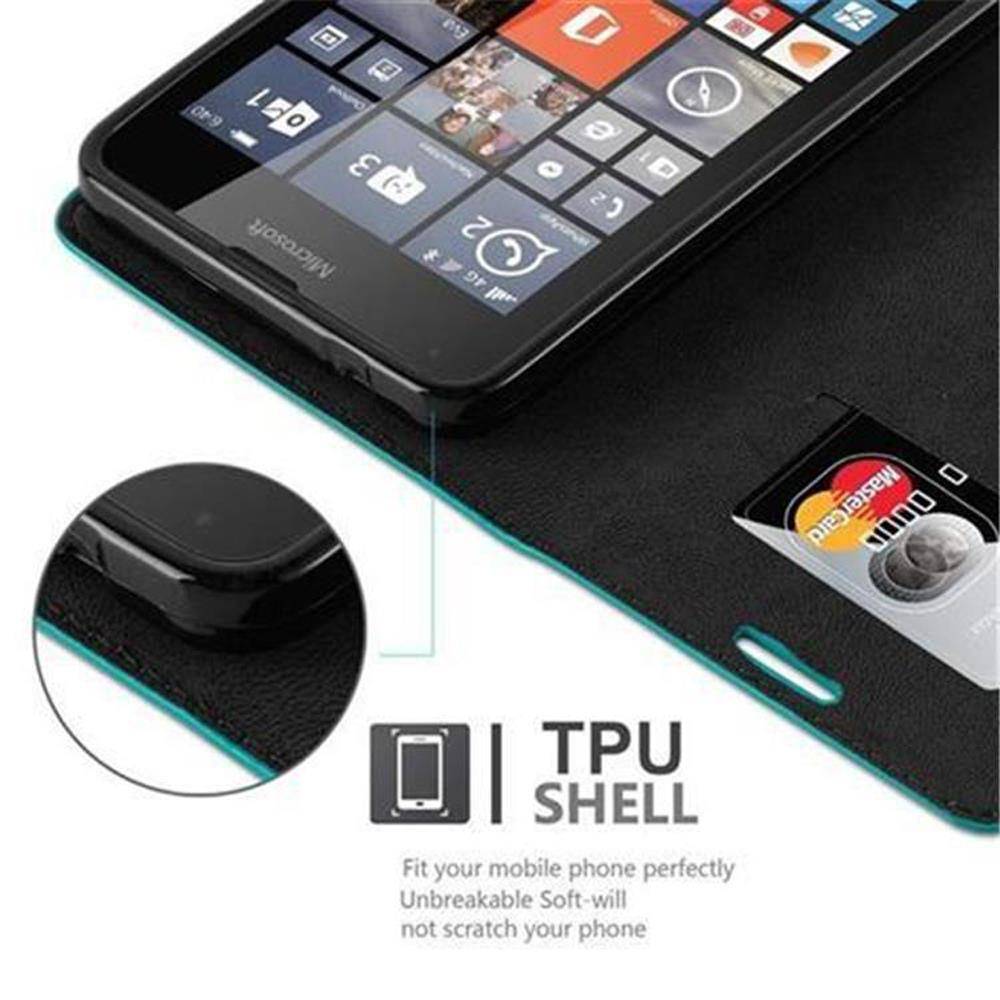 Cadorabo Hülle für Nokia Lumia 640 Schutz Hülle in Türkis Handyhülle Etui Case Cover Magnetverschluss