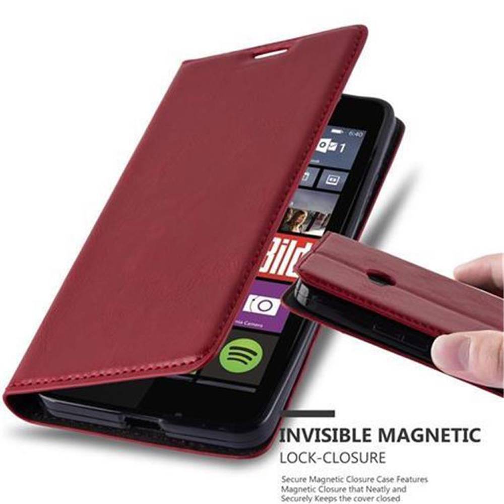 Cadorabo Hülle für Nokia Lumia 640 Schutz Hülle in Rot Handyhülle Etui Case Cover Magnetverschluss