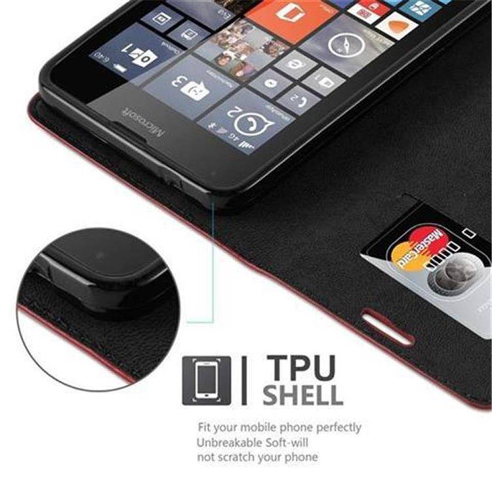 Cadorabo Hülle für Nokia Lumia 640 Schutz Hülle in Rot Handyhülle Etui Case Cover Magnetverschluss