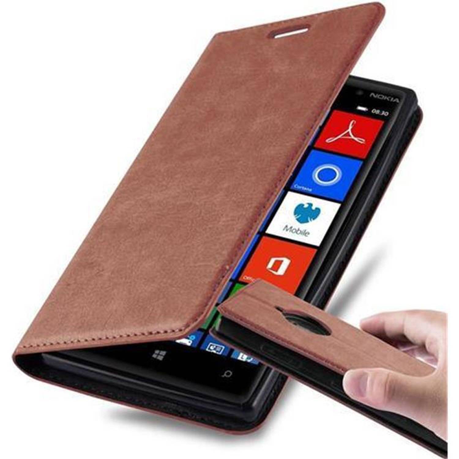 Cadorabo Hülle für Nokia Lumia 830 Schutz Hülle in Braun Handyhülle Etui Case Cover Magnetverschluss