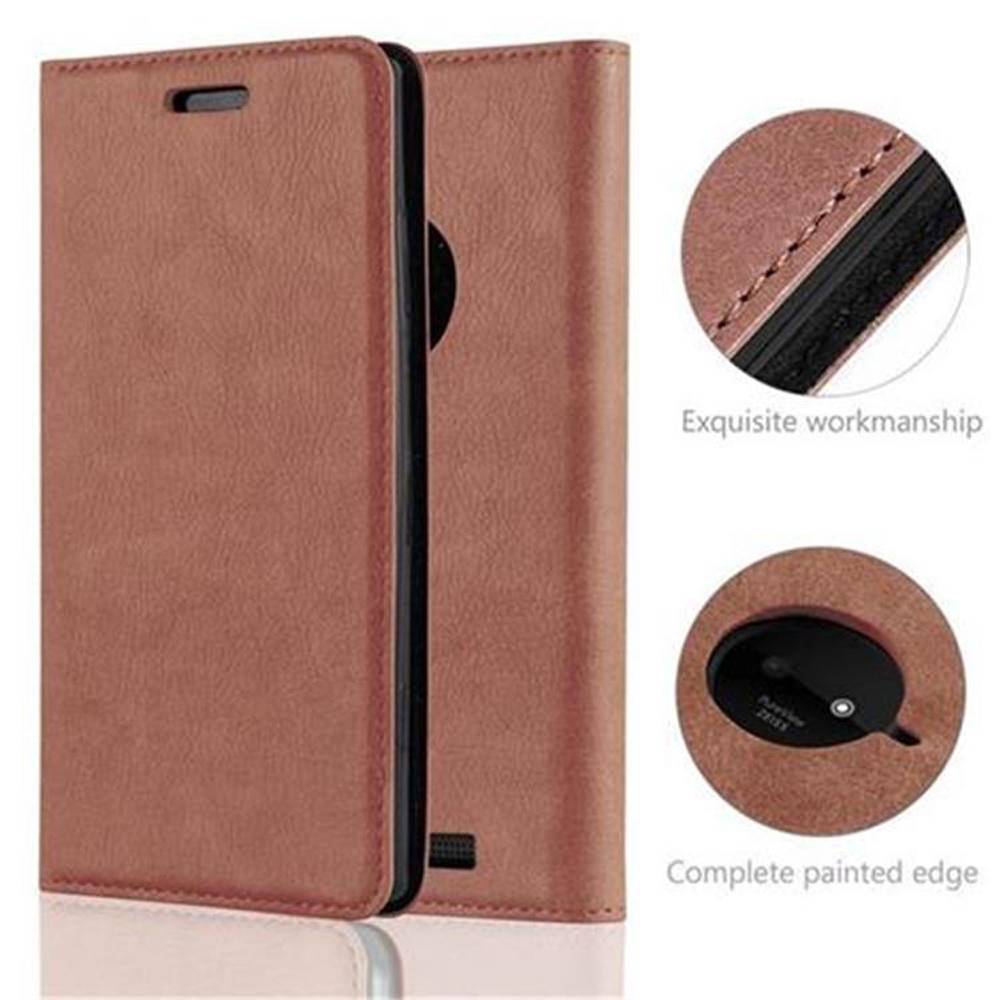 Cadorabo Hülle für Nokia Lumia 830 Schutz Hülle in Braun Handyhülle Etui Case Cover Magnetverschluss