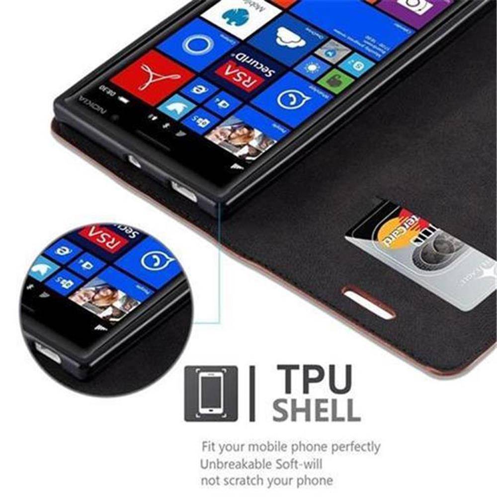 Cadorabo Hülle für Nokia Lumia 830 Schutz Hülle in Braun Handyhülle Etui Case Cover Magnetverschluss