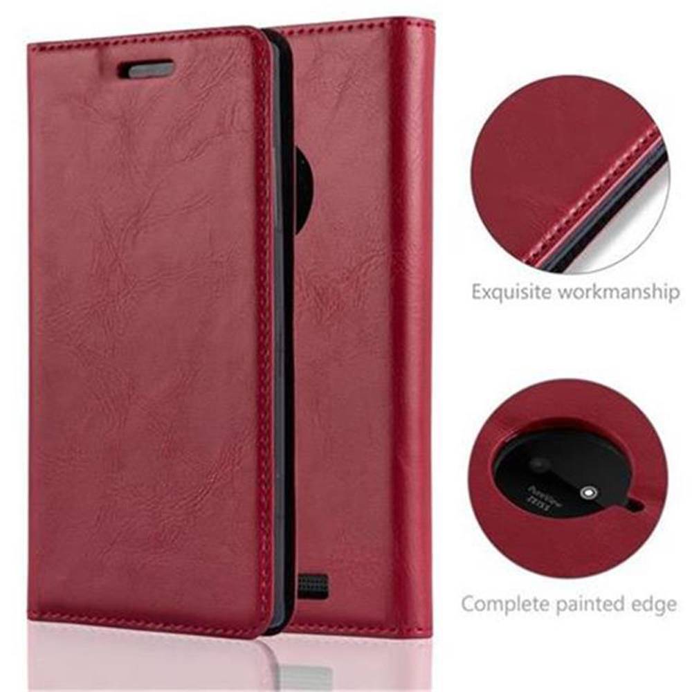 Cadorabo Hülle für Nokia Lumia 830 Schutz Hülle in Rot Handyhülle Etui Case Cover Magnetverschluss