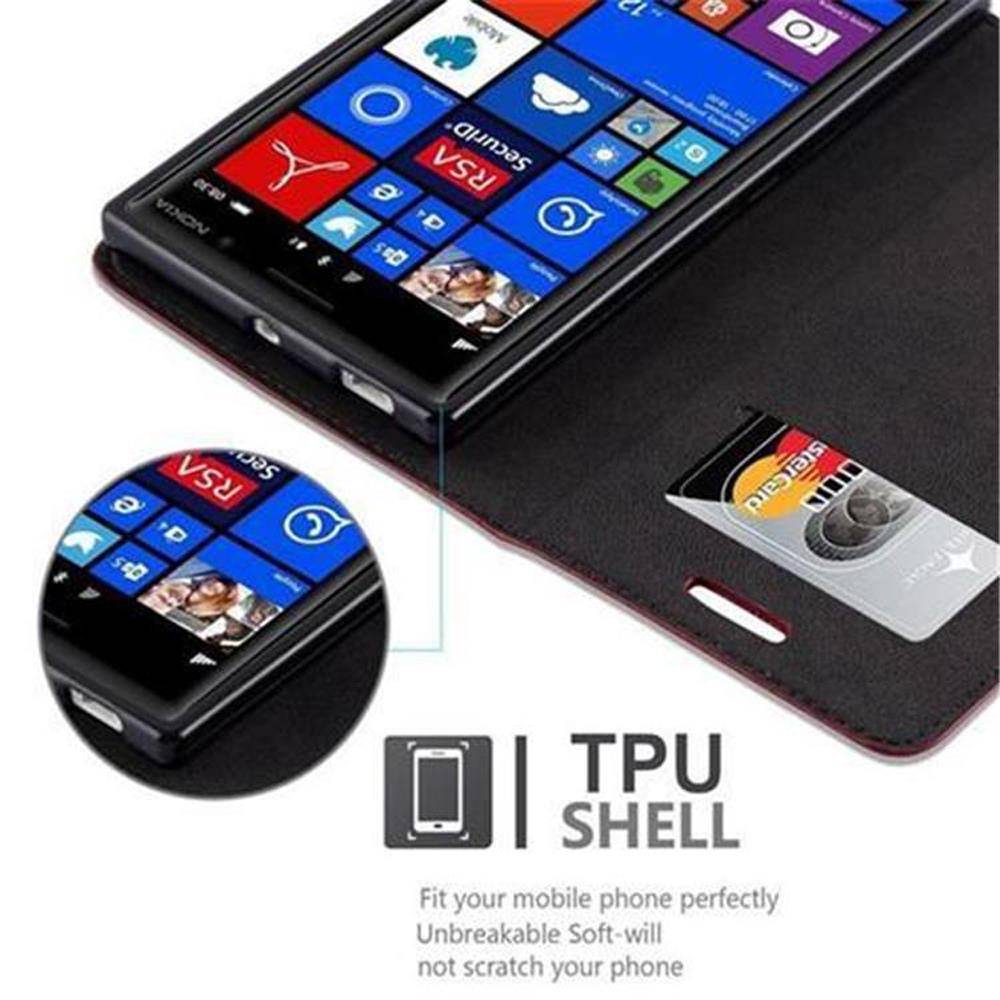 Cadorabo Hülle für Nokia Lumia 830 Schutz Hülle in Rot Handyhülle Etui Case Cover Magnetverschluss