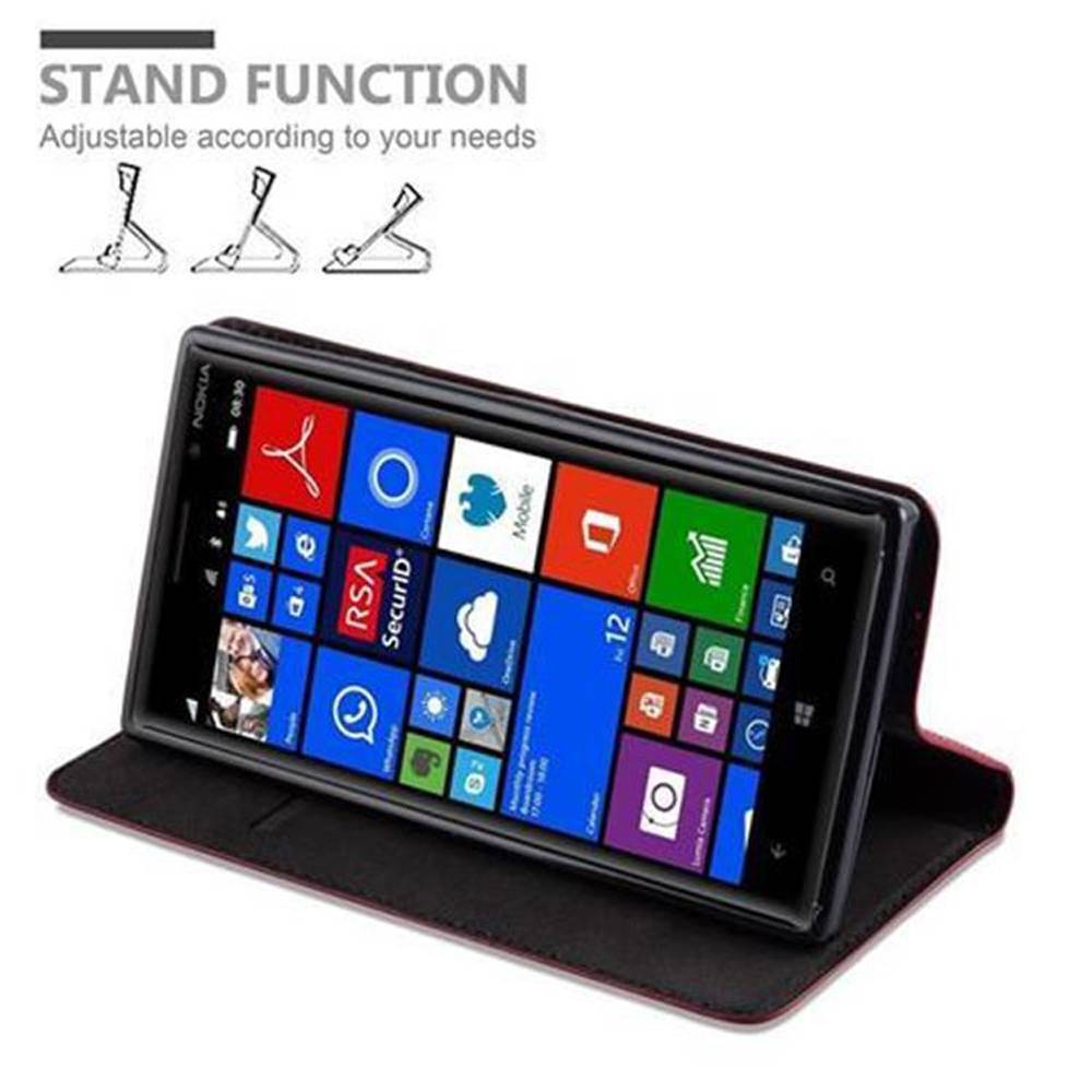 Cadorabo Hülle für Nokia Lumia 830 Schutz Hülle in Rot Handyhülle Etui Case Cover Magnetverschluss