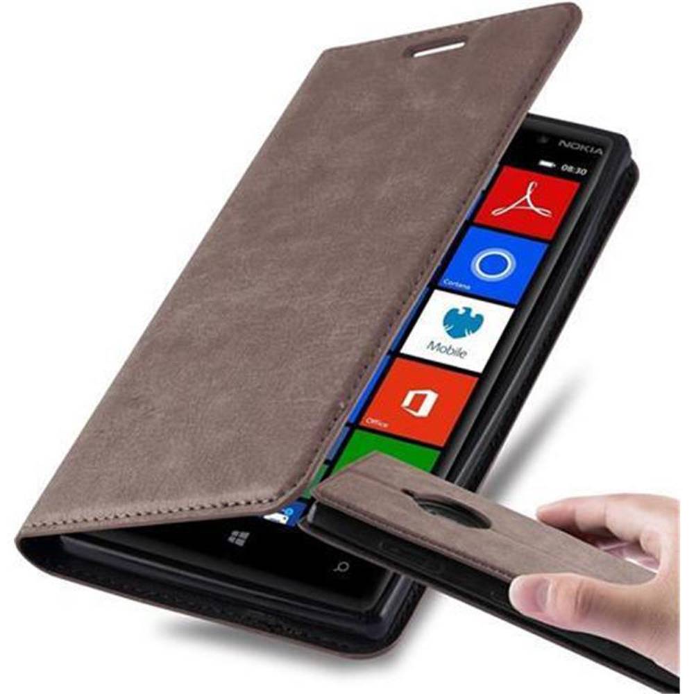 Cadorabo Hülle für Nokia Lumia 830 Schutz Hülle in Braun Handyhülle Etui Case Cover Magnetverschluss