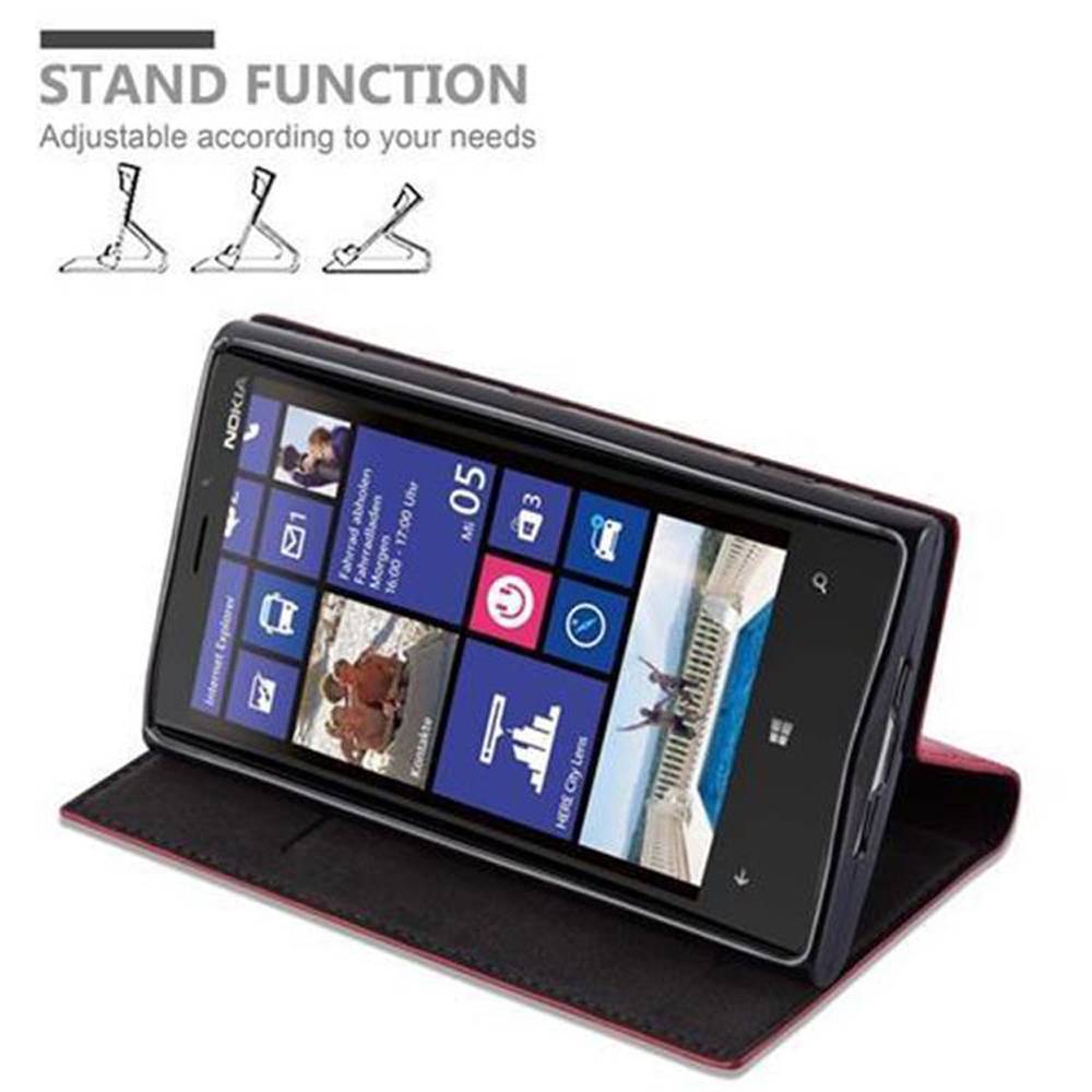 Cadorabo Hülle für Nokia Lumia 920 Schutz Hülle in Rot Handyhülle Etui Case Cover Magnetverschluss