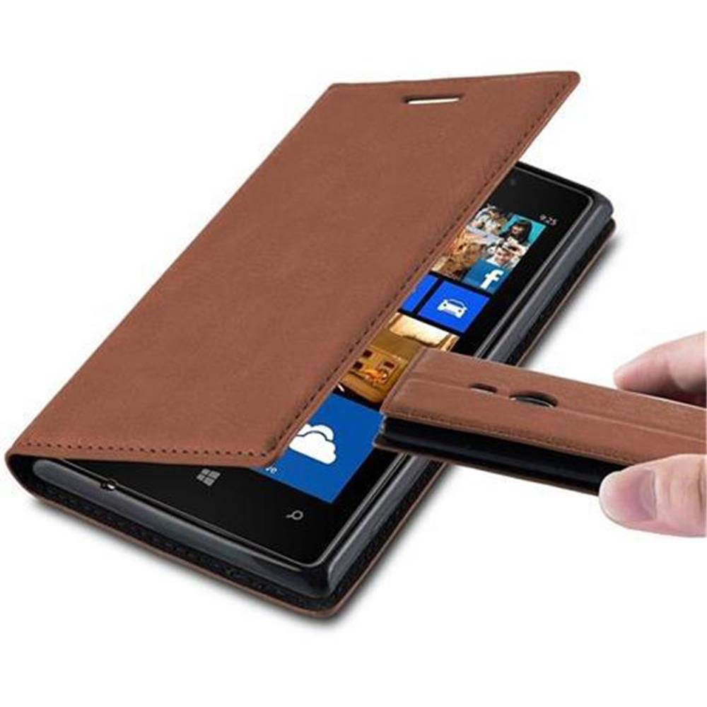 Cadorabo Hülle für Nokia Lumia 925 Schutz Hülle in Braun Handyhülle Etui Case Cover Magnetverschluss