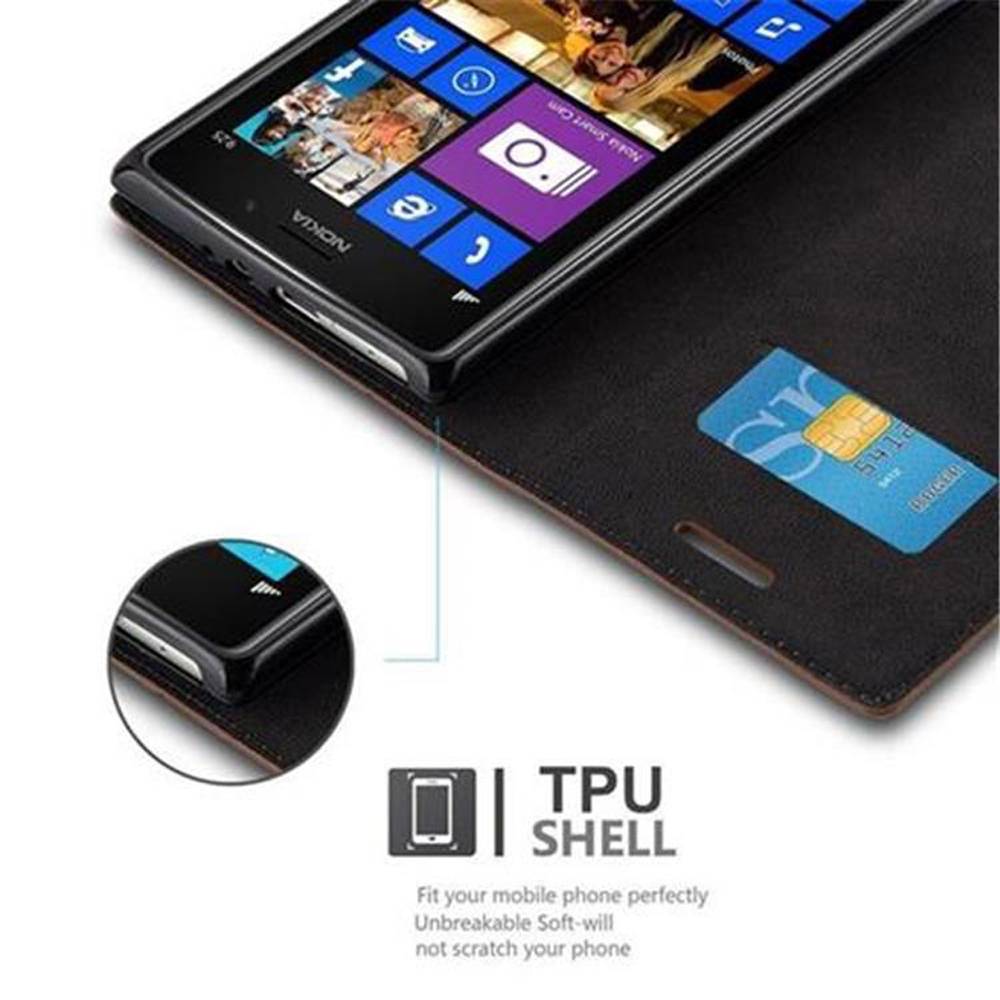 Cadorabo Hülle für Nokia Lumia 925 Schutz Hülle in Braun Handyhülle Etui Case Cover Magnetverschluss