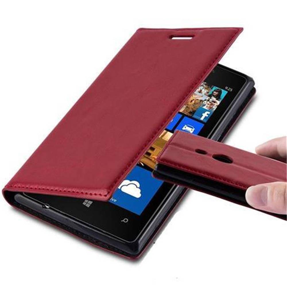 Cadorabo Hülle für Nokia Lumia 925 Schutz Hülle in Rot Handyhülle Etui Case Cover Magnetverschluss