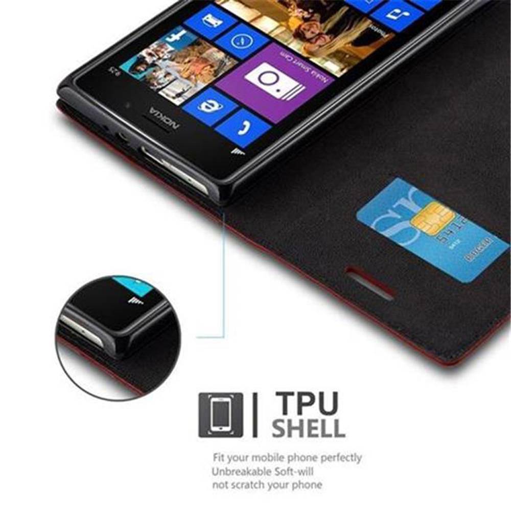 Cadorabo Hülle für Nokia Lumia 925 Schutz Hülle in Rot Handyhülle Etui Case Cover Magnetverschluss