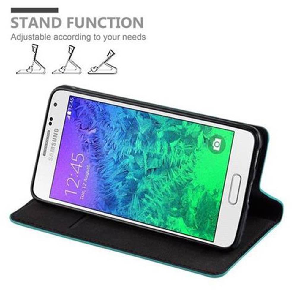 Cadorabo Hülle für Samsung Galaxy ALPHA Schutz Hülle in Türkis Handyhülle Etui Case Cover Magnetverschluss