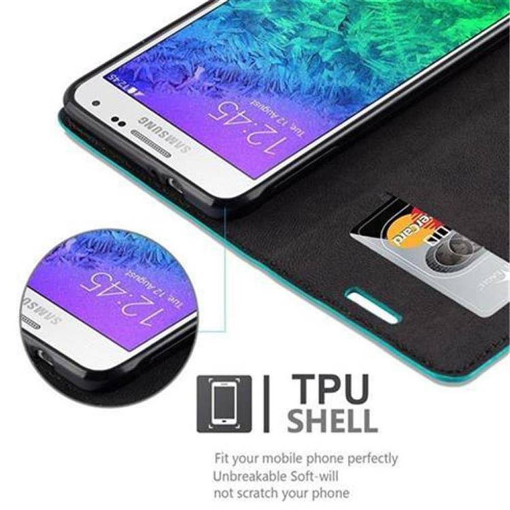 Cadorabo Hülle für Samsung Galaxy ALPHA Schutz Hülle in Türkis Handyhülle Etui Case Cover Magnetverschluss