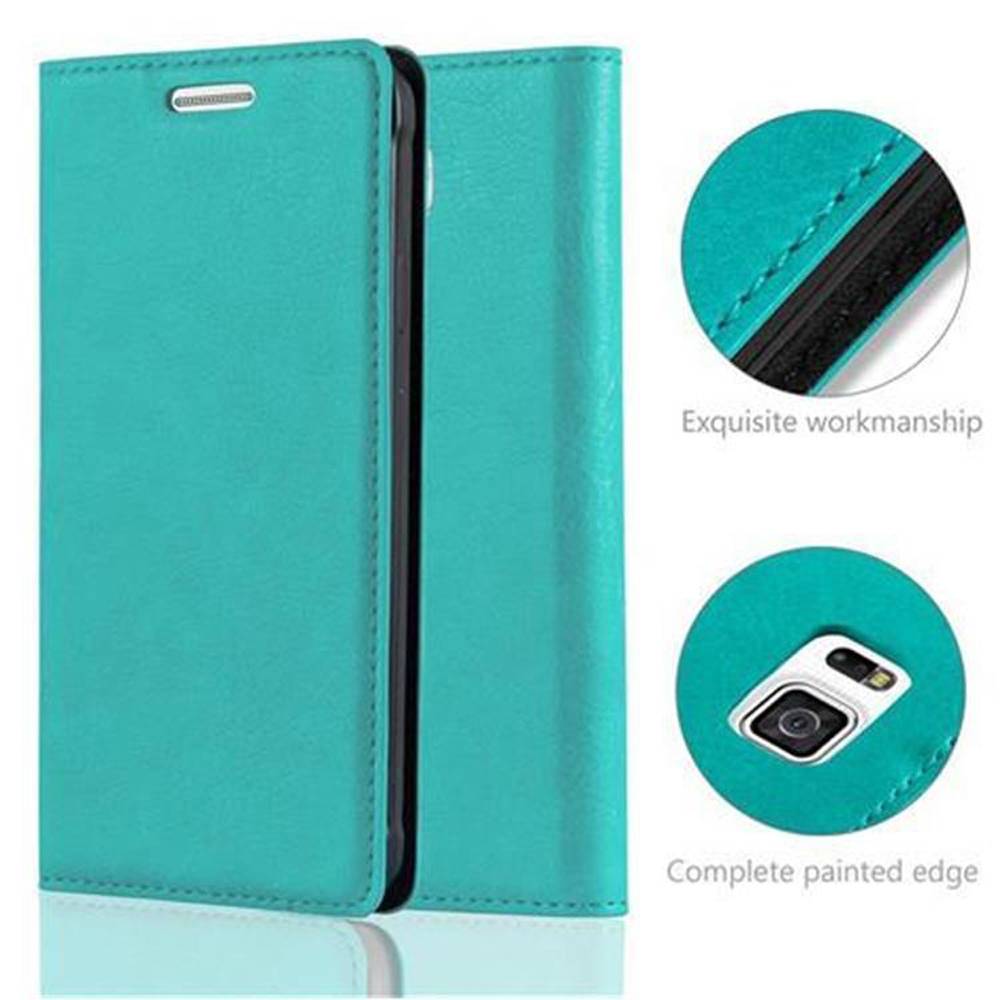 Cadorabo Hülle für Samsung Galaxy ALPHA Schutz Hülle in Türkis Handyhülle Etui Case Cover Magnetverschluss