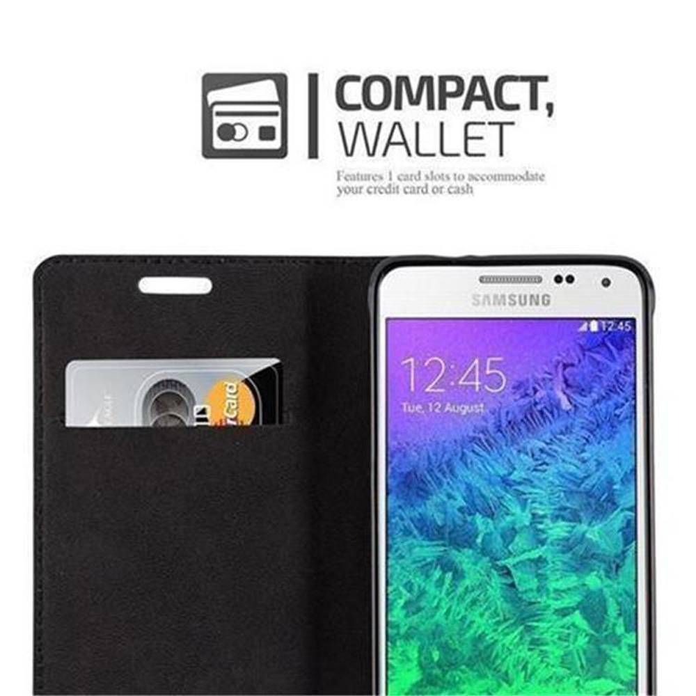 Cadorabo Hülle für Samsung Galaxy ALPHA Schutz Hülle in Braun Handyhülle Etui Case Cover Magnetverschluss