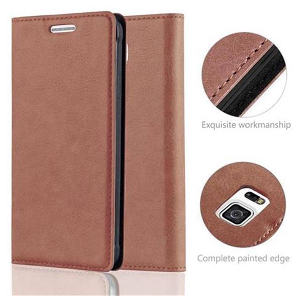 Cadorabo Hülle für Samsung Galaxy ALPHA Schutz Hülle in Braun Handyhülle Etui Case Cover Magnetverschluss