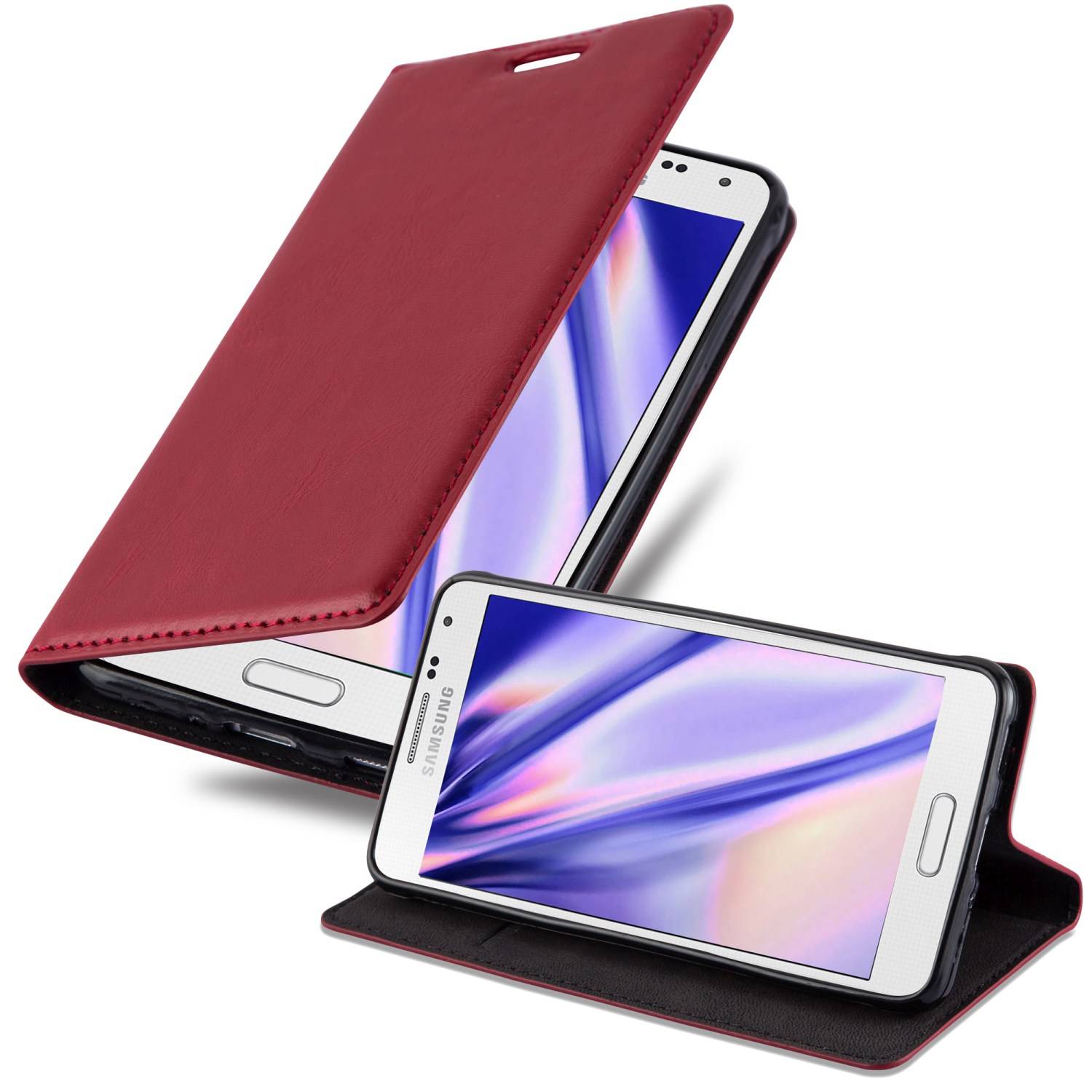 Cadorabo Hülle für Samsung Galaxy ALPHA Schutz Hülle in Rot Handyhülle Etui Case Cover Magnetverschluss