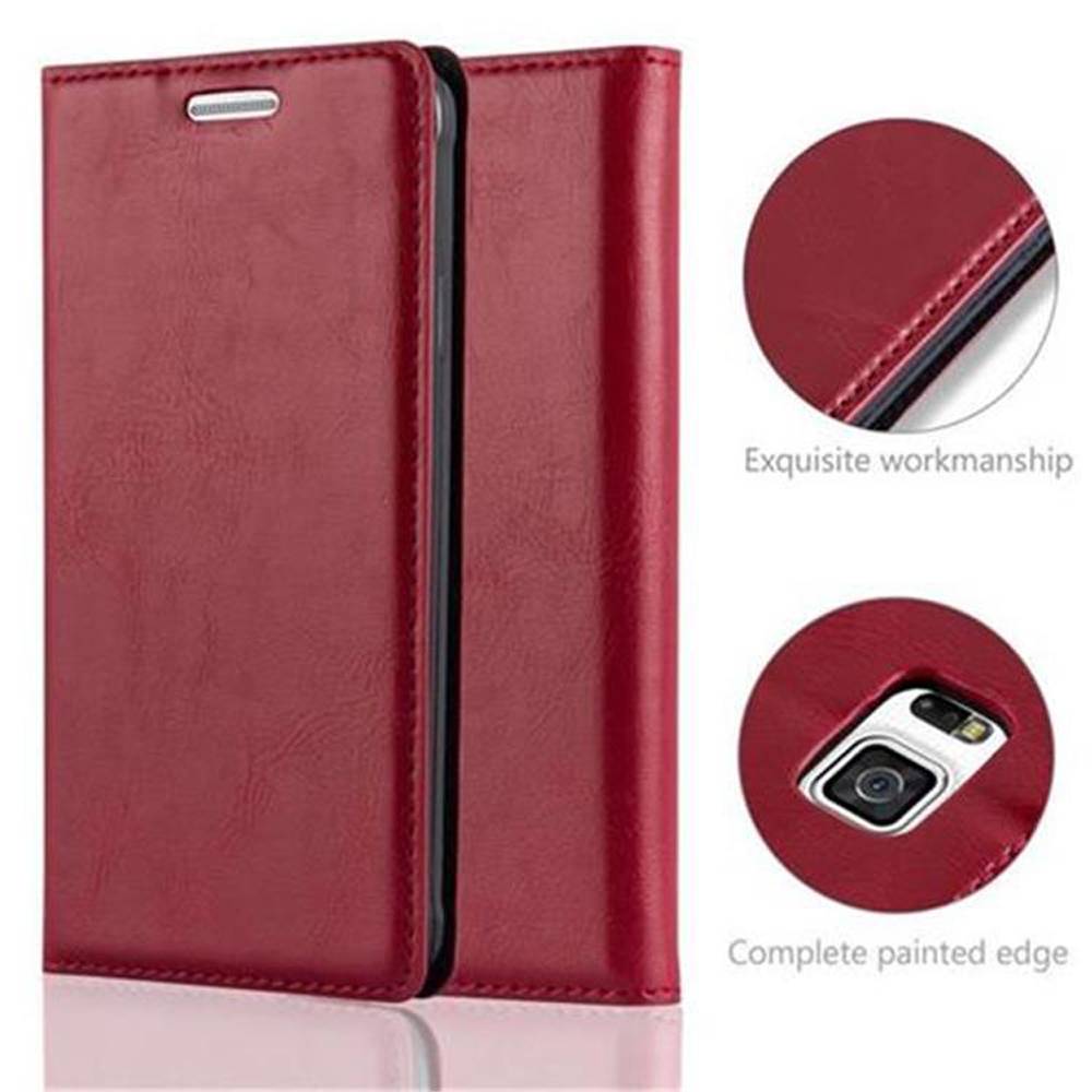 Cadorabo Hülle für Samsung Galaxy ALPHA Schutz Hülle in Rot Handyhülle Etui Case Cover Magnetverschluss