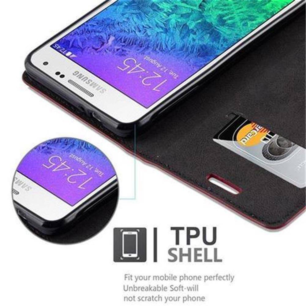 Cadorabo Hülle für Samsung Galaxy ALPHA Schutz Hülle in Rot Handyhülle Etui Case Cover Magnetverschluss