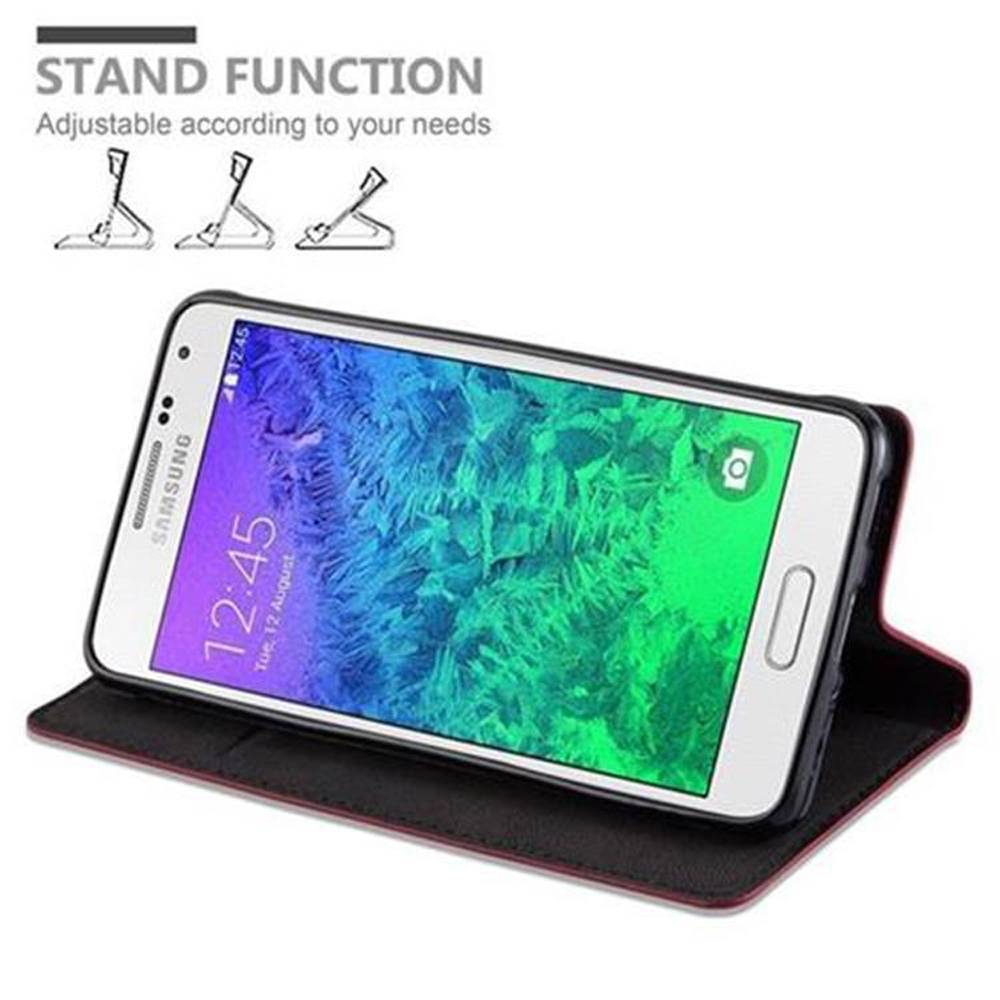 Cadorabo Hülle für Samsung Galaxy ALPHA Schutz Hülle in Rot Handyhülle Etui Case Cover Magnetverschluss