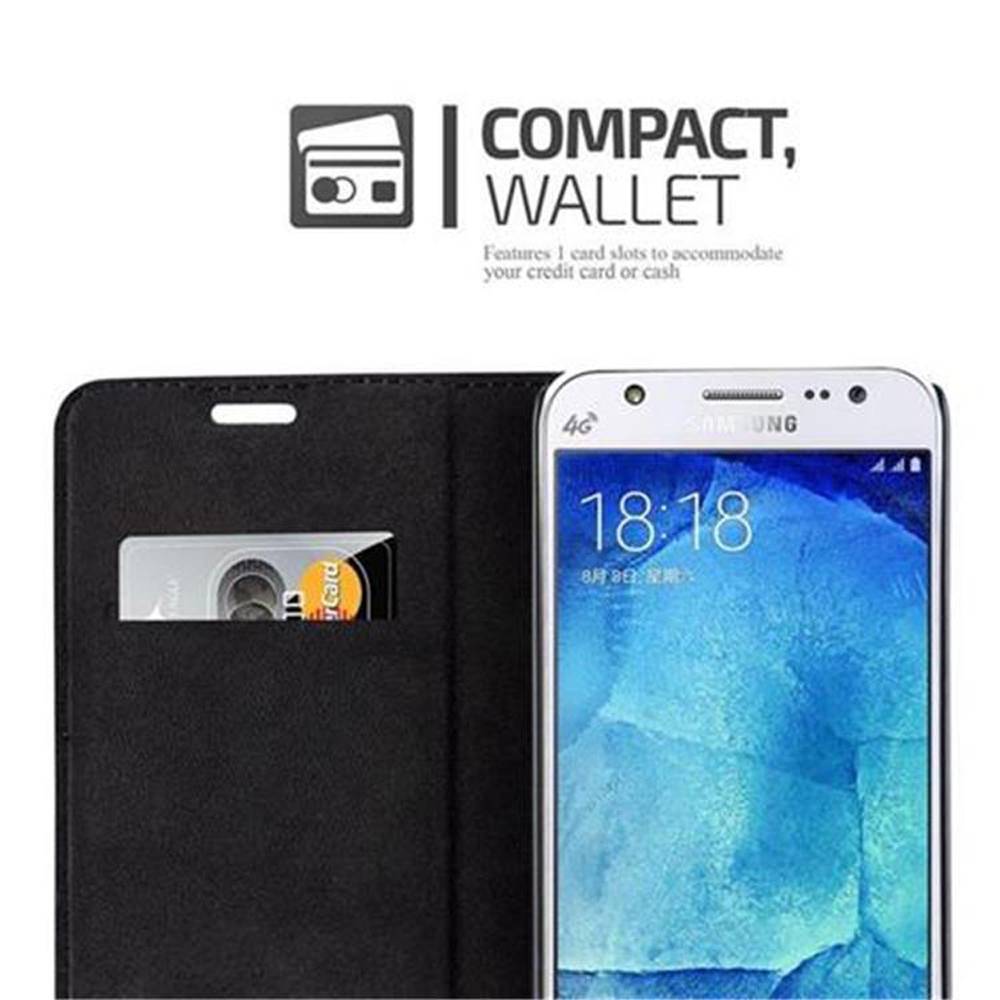 Cadorabo Hülle für Samsung Galaxy J5 2015 Schutz Hülle in Rot Handyhülle Etui Case Cover Magnetverschluss