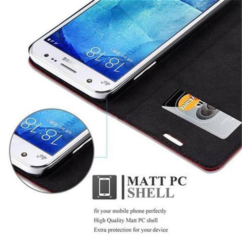Cadorabo Hülle für Samsung Galaxy J5 2015 Schutz Hülle in Rot Handyhülle Etui Case Cover Magnetverschluss