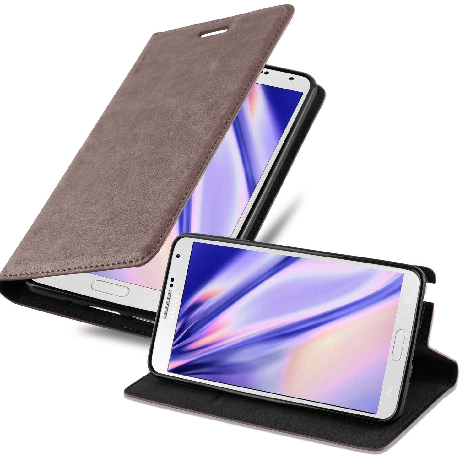 Cadorabo Hülle für Samsung Galaxy NOTE 3 Schutz Hülle in Braun Handyhülle Etui Case Cover Magnetverschluss
