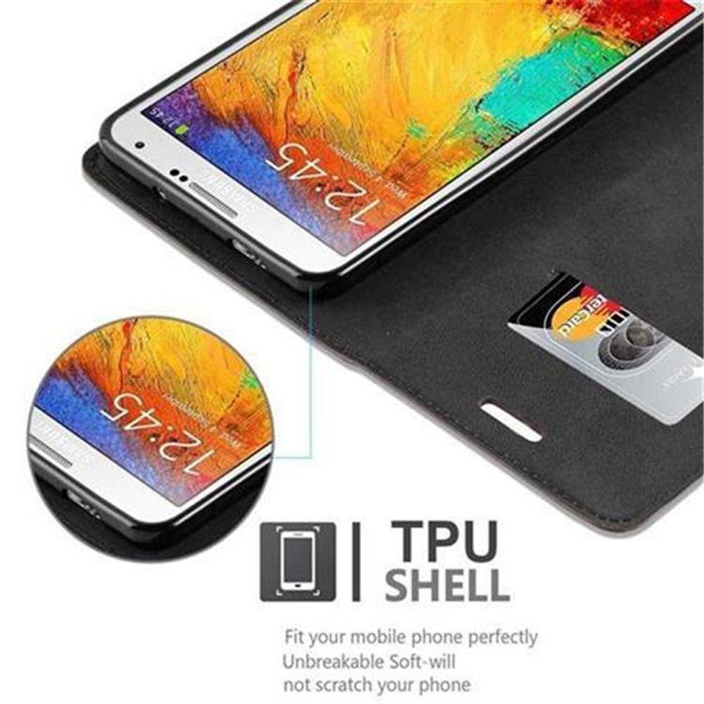 Cadorabo Hülle für Samsung Galaxy NOTE 3 Schutz Hülle in Braun Handyhülle Etui Case Cover Magnetverschluss