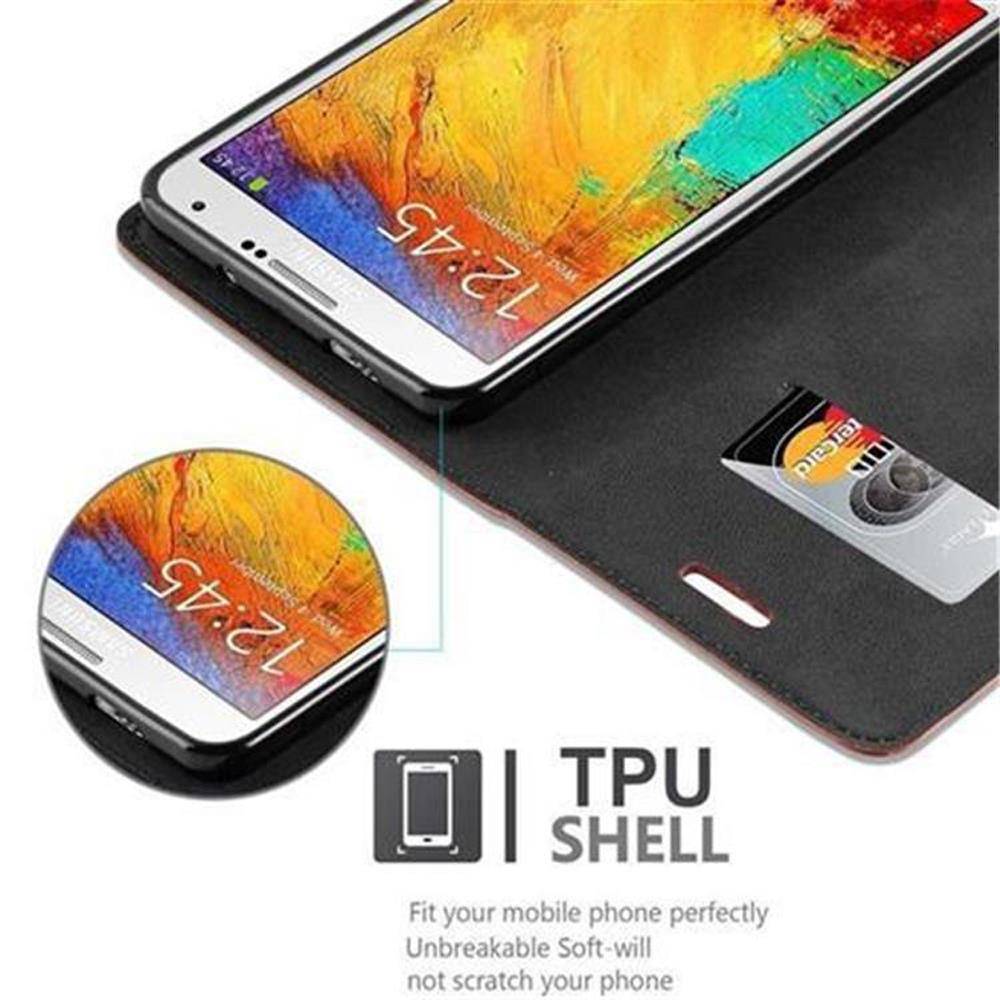Cadorabo Hülle für Samsung Galaxy NOTE 3 Schutz Hülle in Braun Handyhülle Etui Case Cover Magnetverschluss