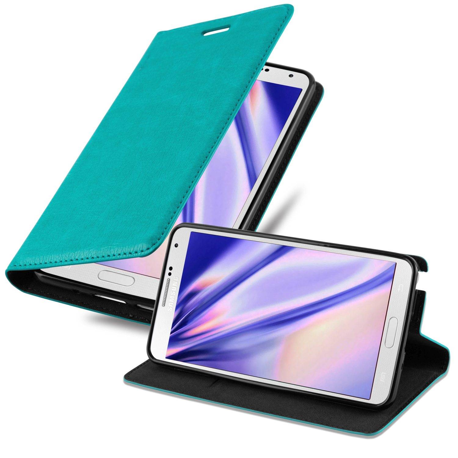 Cadorabo Hülle für Samsung Galaxy NOTE 3 Schutz Hülle in Türkis Handyhülle Etui Case Cover Magnetverschluss