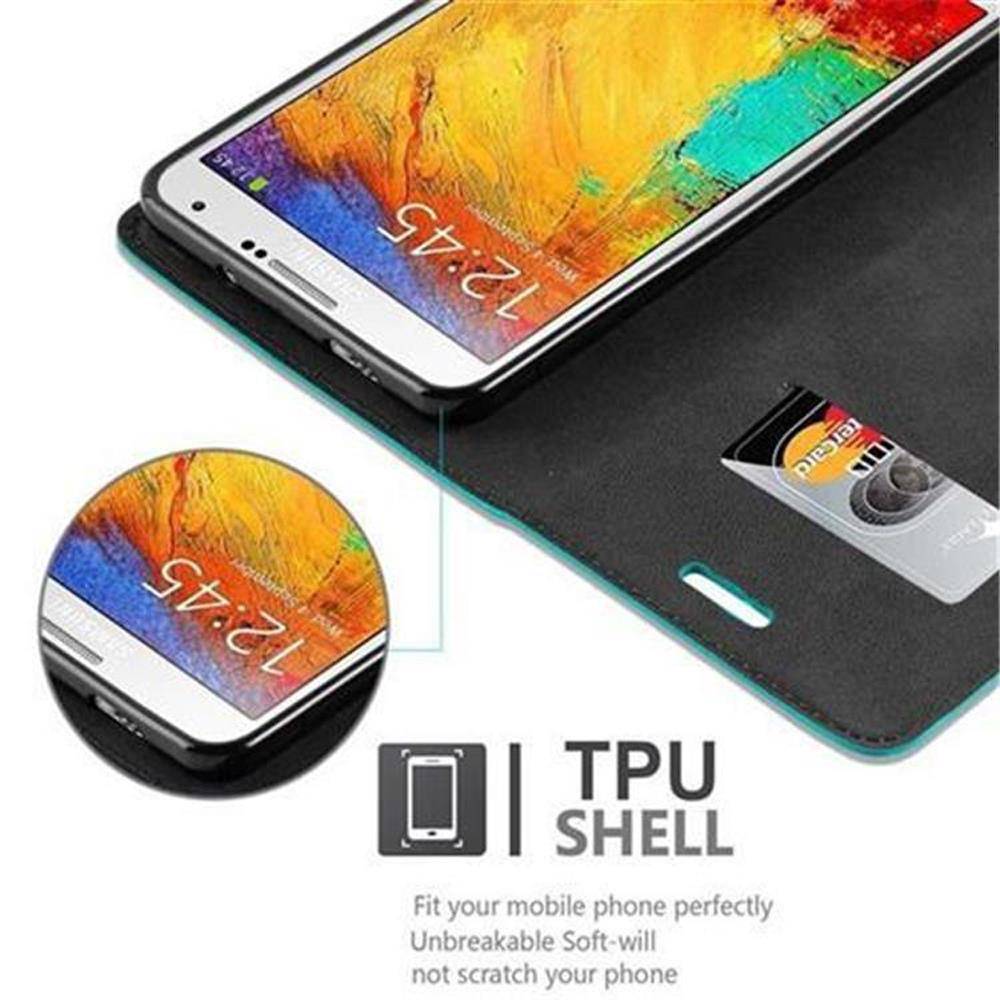 Cadorabo Hülle für Samsung Galaxy NOTE 3 Schutz Hülle in Türkis Handyhülle Etui Case Cover Magnetverschluss