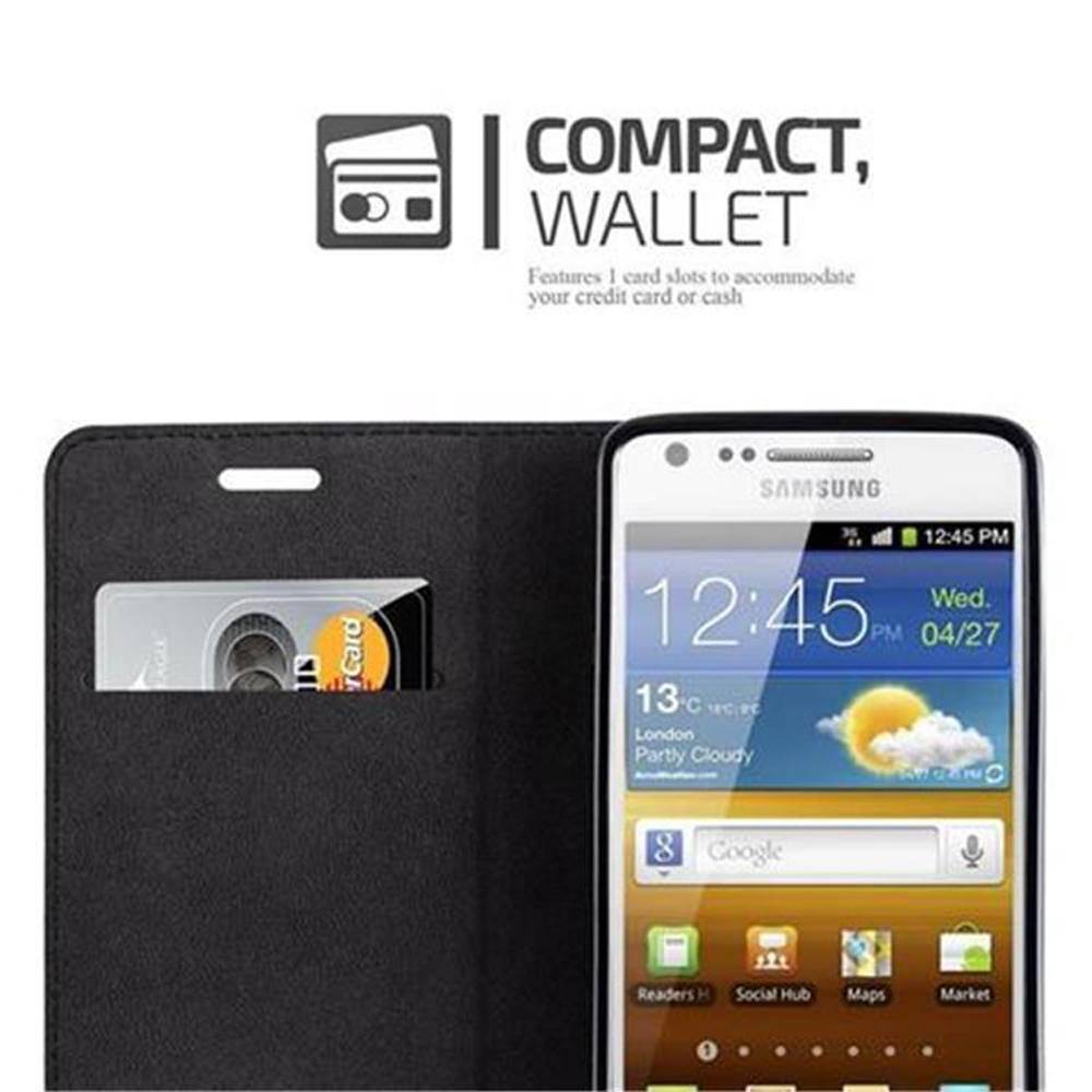 Cadorabo Hülle für Samsung Galaxy S2 / S2 PLUS Schutz Hülle in Rot Handyhülle Etui Case Cover Magnetverschluss