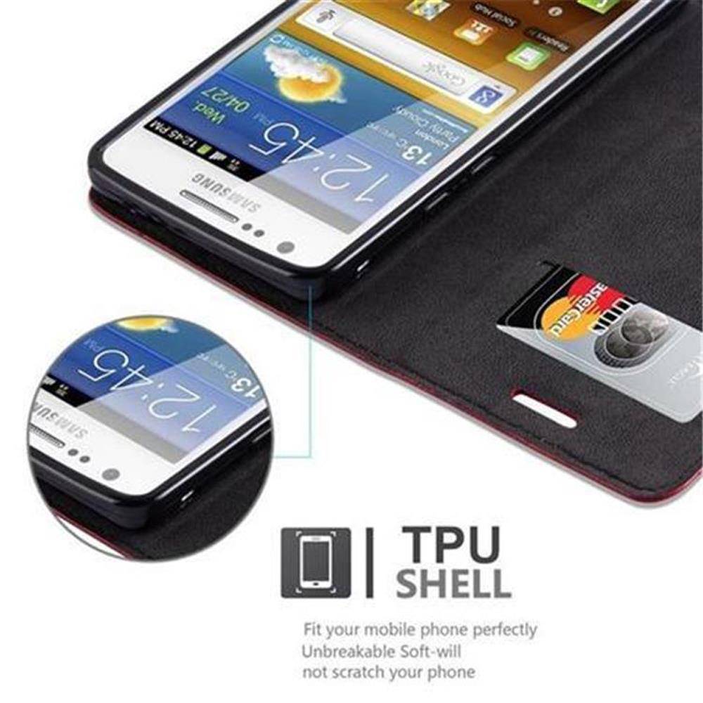 Cadorabo Hülle für Samsung Galaxy S2 / S2 PLUS Schutz Hülle in Rot Handyhülle Etui Case Cover Magnetverschluss