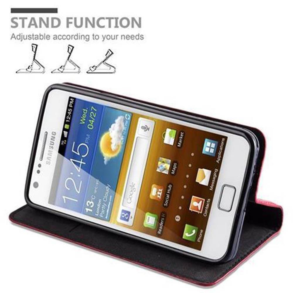 Cadorabo Hülle für Samsung Galaxy S2 / S2 PLUS Schutz Hülle in Rot Handyhülle Etui Case Cover Magnetverschluss