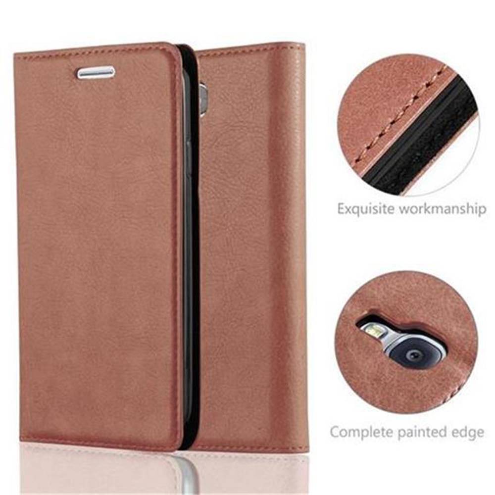 Cadorabo Hülle für Samsung Galaxy S4 Schutz Hülle in Braun Handyhülle Etui Case Cover Magnetverschluss