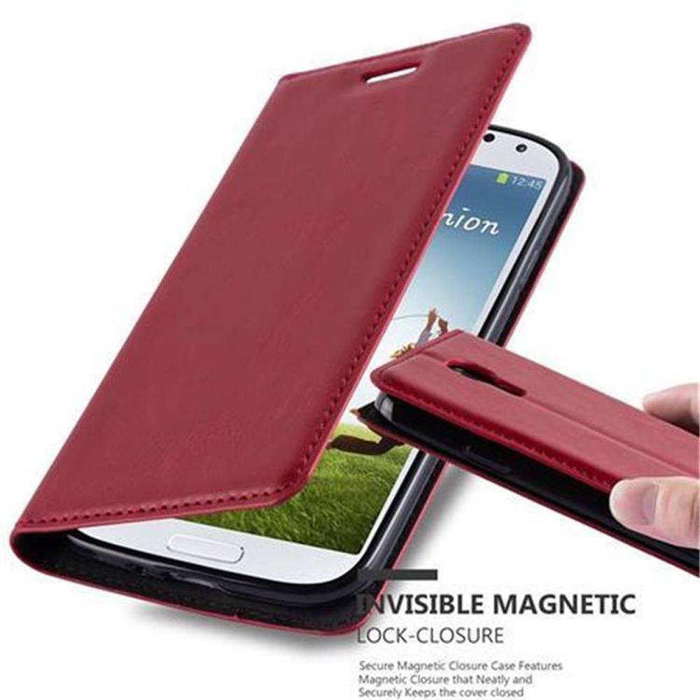 Cadorabo Hülle für Samsung Galaxy S4 Schutz Hülle in Rot Handyhülle Etui Case Cover Magnetverschluss