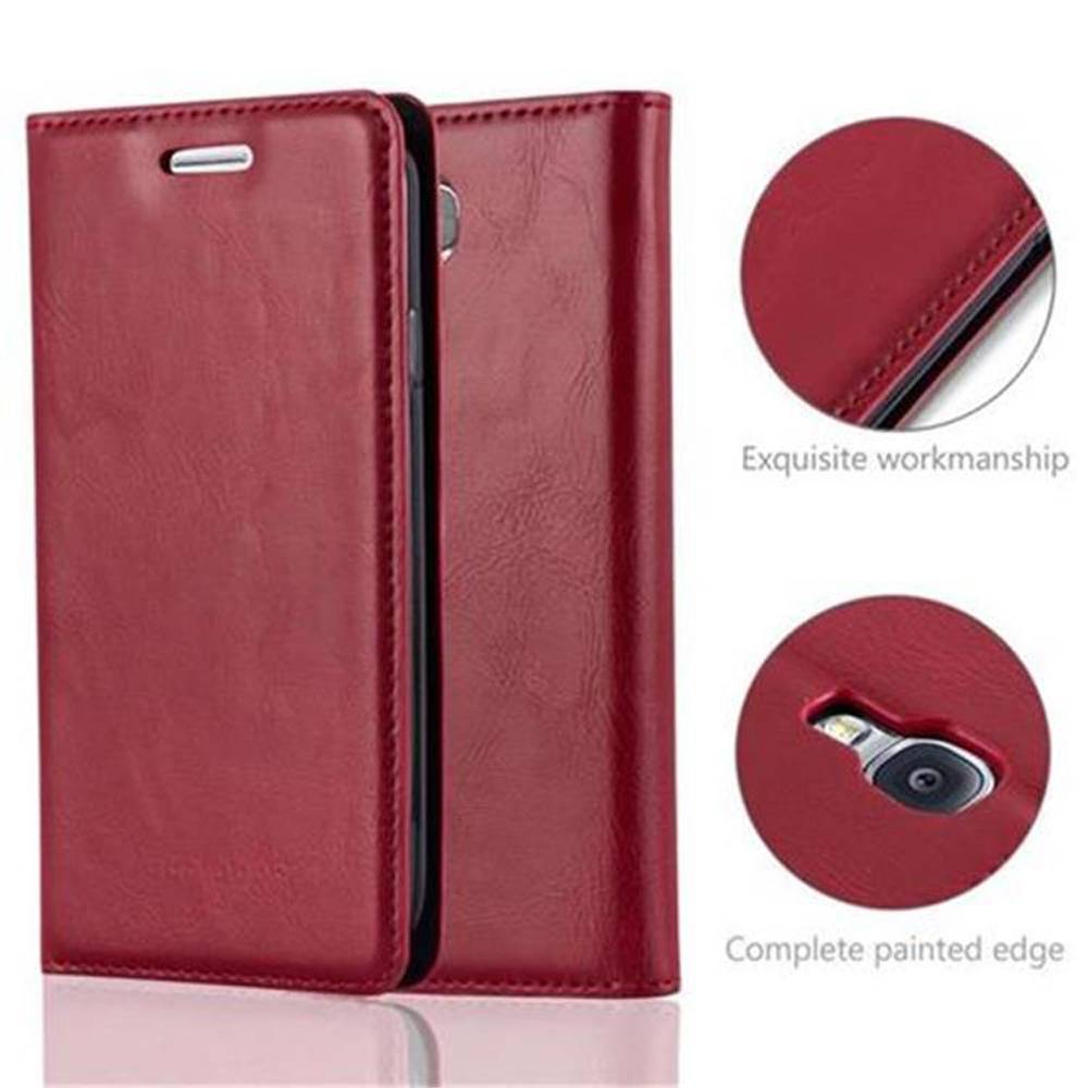 Cadorabo Hülle für Samsung Galaxy S4 Schutz Hülle in Rot Handyhülle Etui Case Cover Magnetverschluss