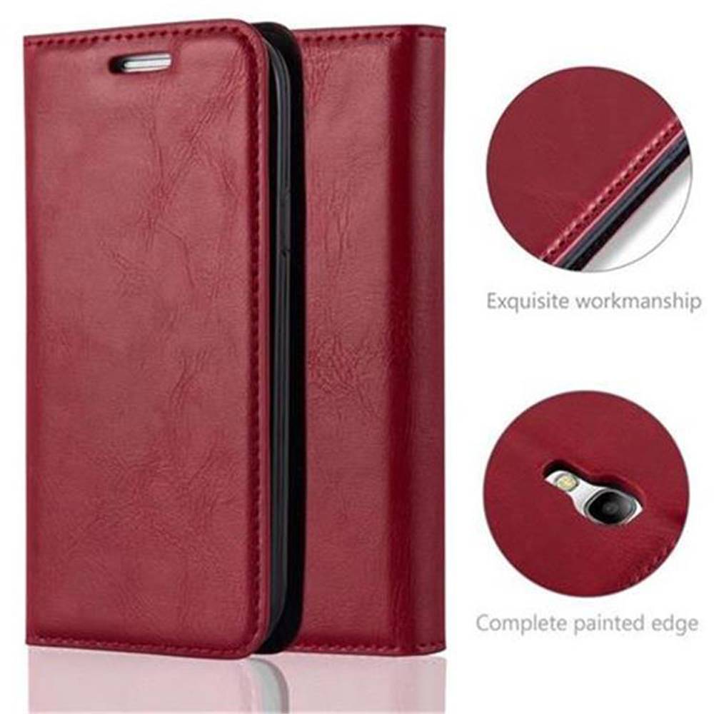 Cadorabo Hülle für Samsung Galaxy S4 MINI Schutz Hülle in Rot Handyhülle Etui Case Cover Magnetverschluss