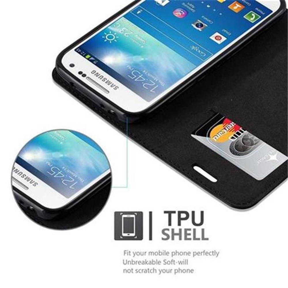 Cadorabo Hülle für Samsung Galaxy S4 MINI Schutz Hülle in Schwarz Handyhülle Etui Case Cover Magnetverschluss