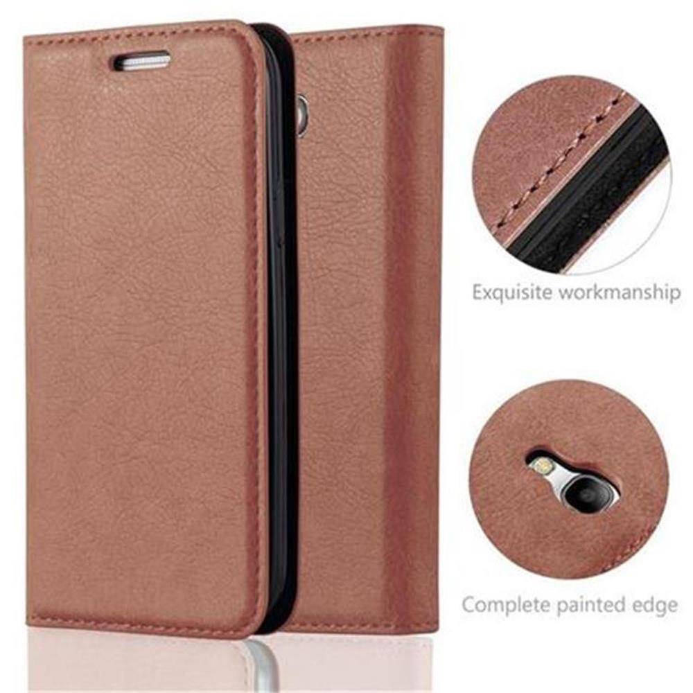 Cadorabo Hülle für Samsung Galaxy S4 MINI Schutz Hülle in Braun Handyhülle Etui Case Cover Magnetverschluss