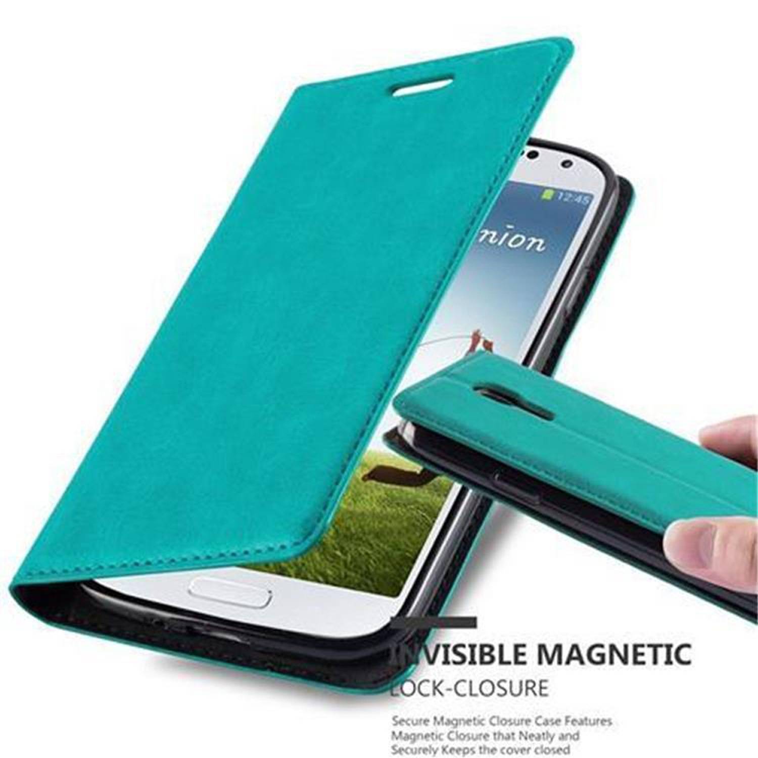 Cadorabo Hülle für Samsung Galaxy S4 Schutz Hülle in Türkis Handyhülle Etui Case Cover Magnetverschluss