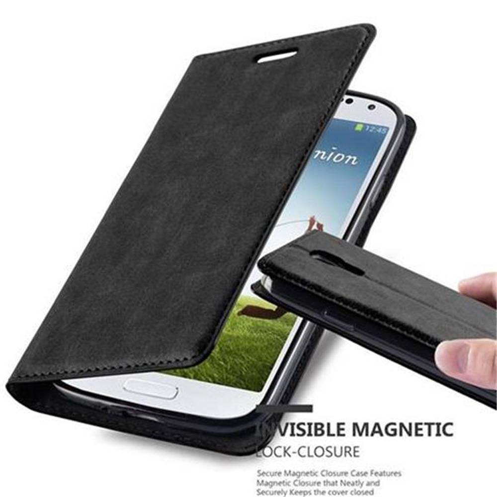Cadorabo Hülle für Samsung Galaxy S4 Schutz Hülle in Schwarz Handyhülle Etui Case Cover Magnetverschluss